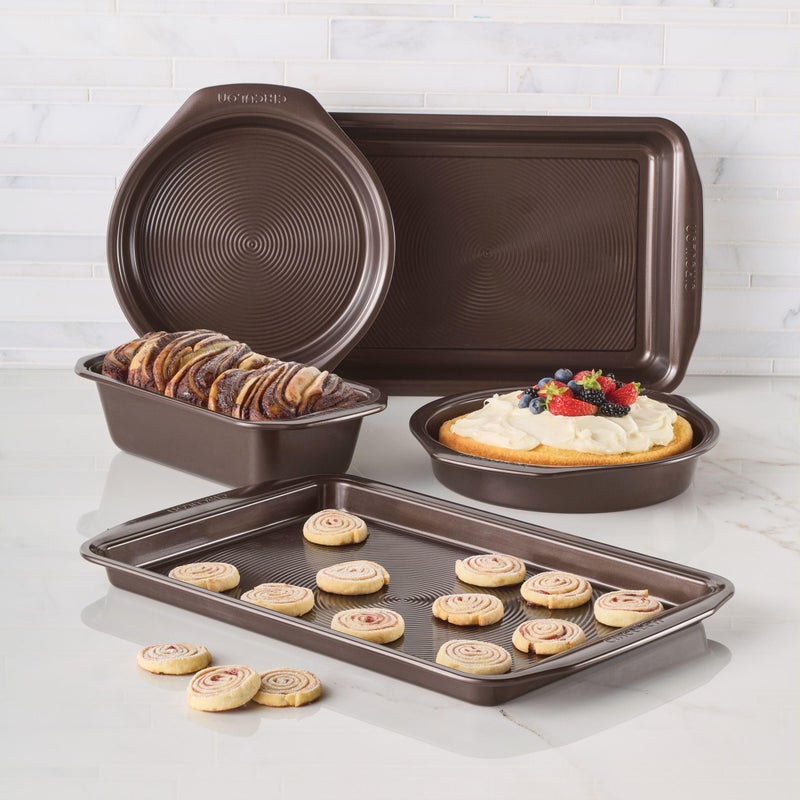 Circulon Nonstick Bakeware Set with Nonstick Cookie Sheet, Bread Pan, Bakings Pan and Cake Pans - 5 Piece, Chocolate Brown - Image 3